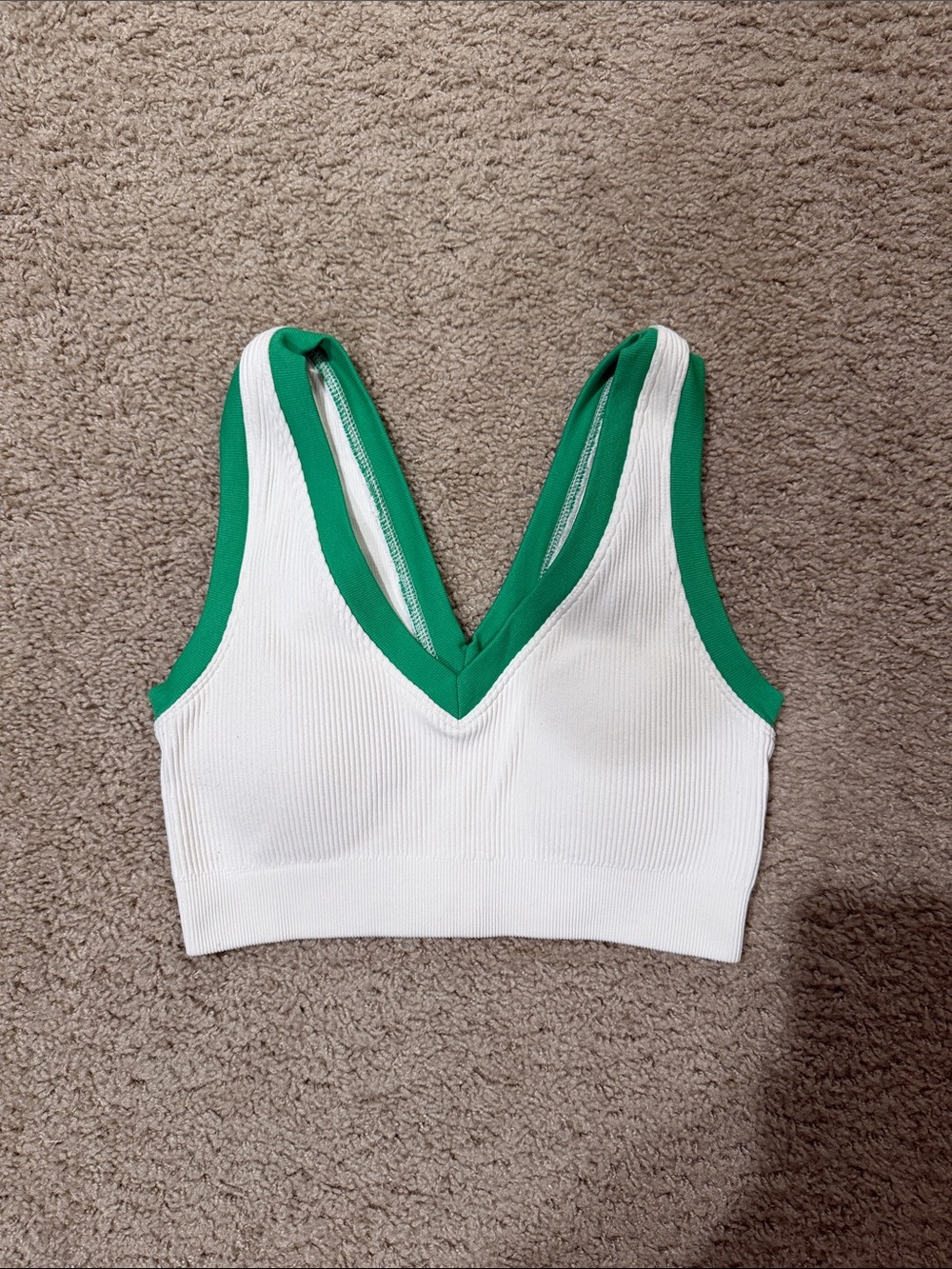 aerie White Bralette with Green Trim